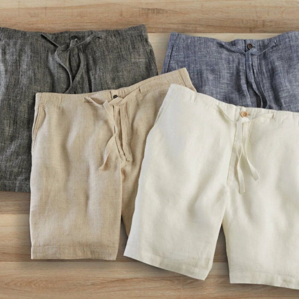 Like New! Patrick James Men's Linen Drawstring Shorts in Heather Gray in Size XL